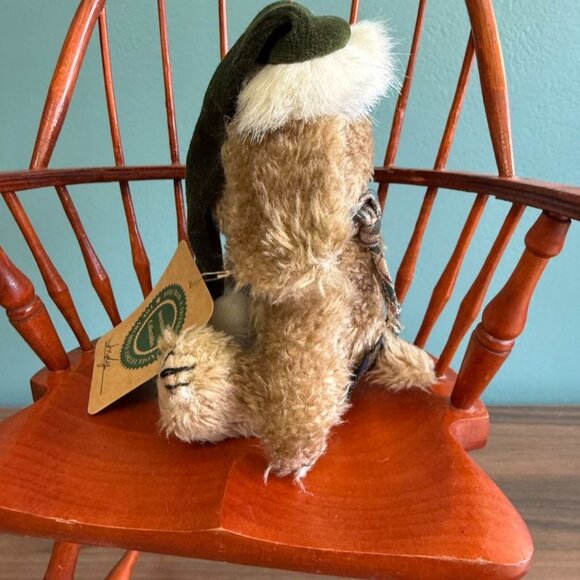 Vtg Boyds Bear Indy Christmas Bear Tags Retired 90s Jointed Brown Green Hat Scar - Picture 4 of 9